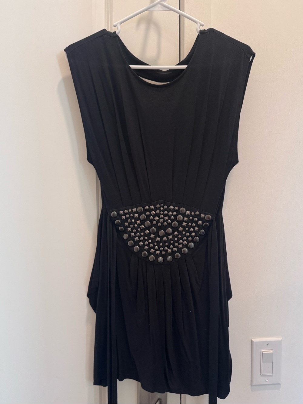 Guess by Marciano Black Sleeveless Mini Dress with Studded Waist